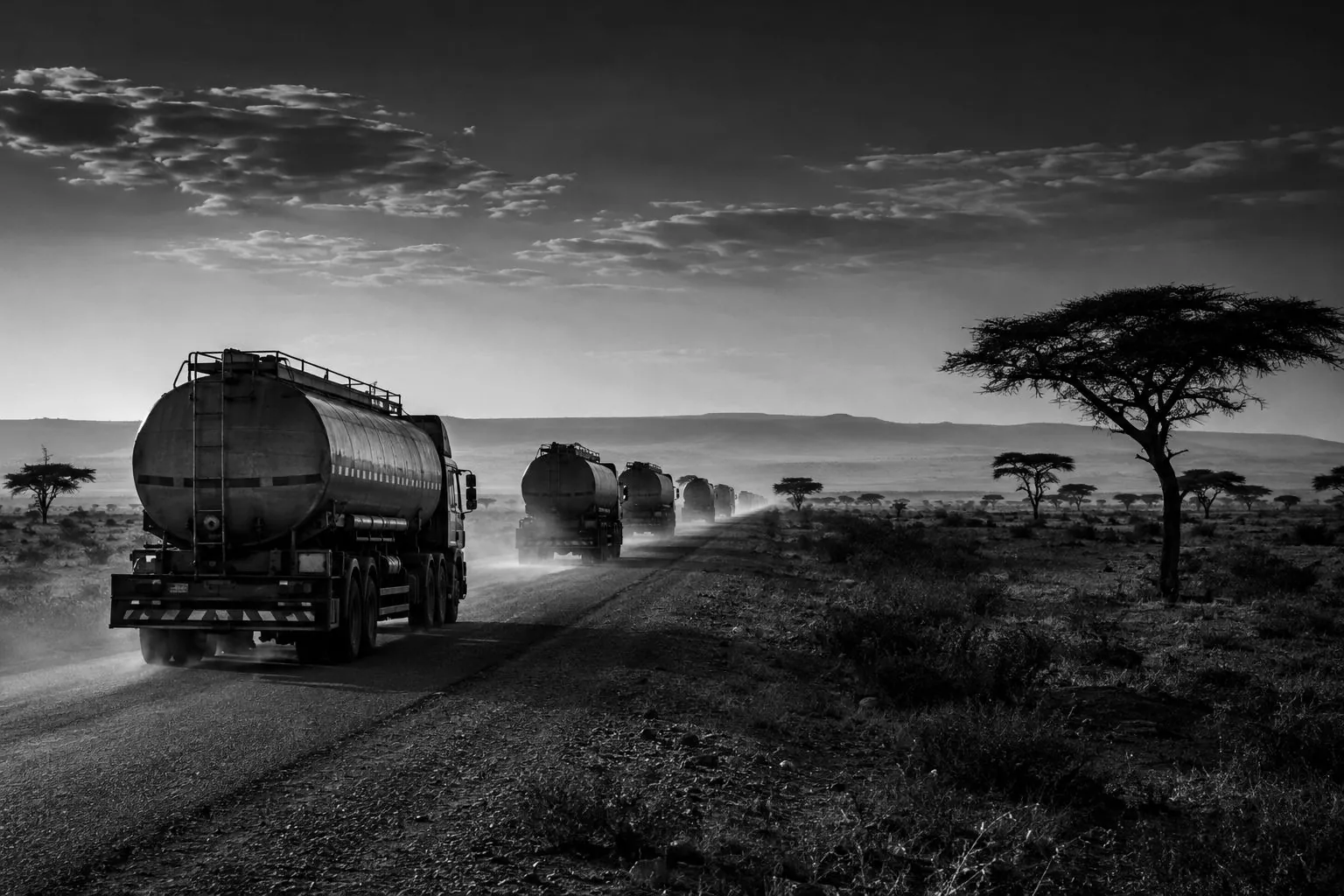 Fuel trucks on the Sahel road