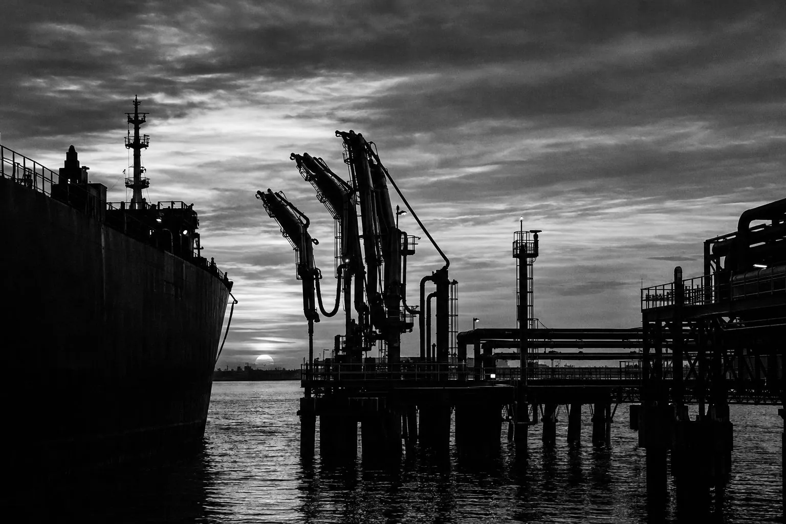 Loading arms at dusk